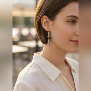 NWT Elegant Beaded Earrings with Linear Design